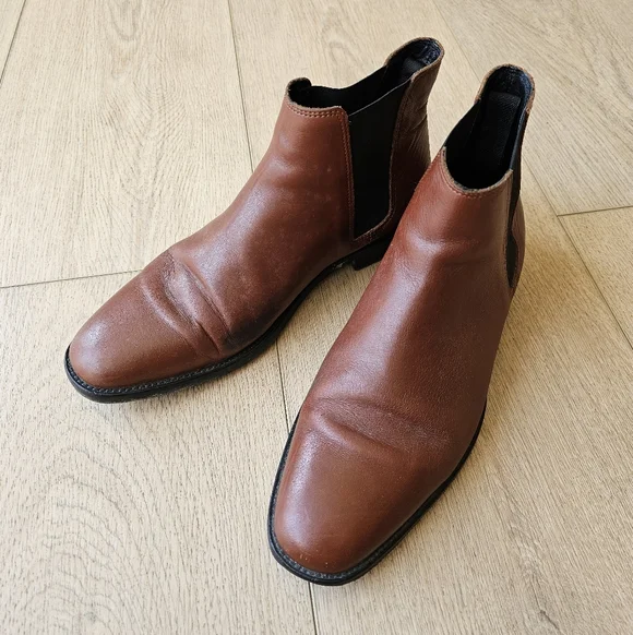 Sandro Rich Whiskey Brown Nappa Leather Chelsea Boots size 41/11 US Mens